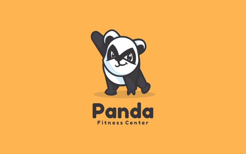 Panda Fitness Cartoon Logo Style Logo Template