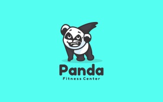 Panda Fitness Cartoon Logo