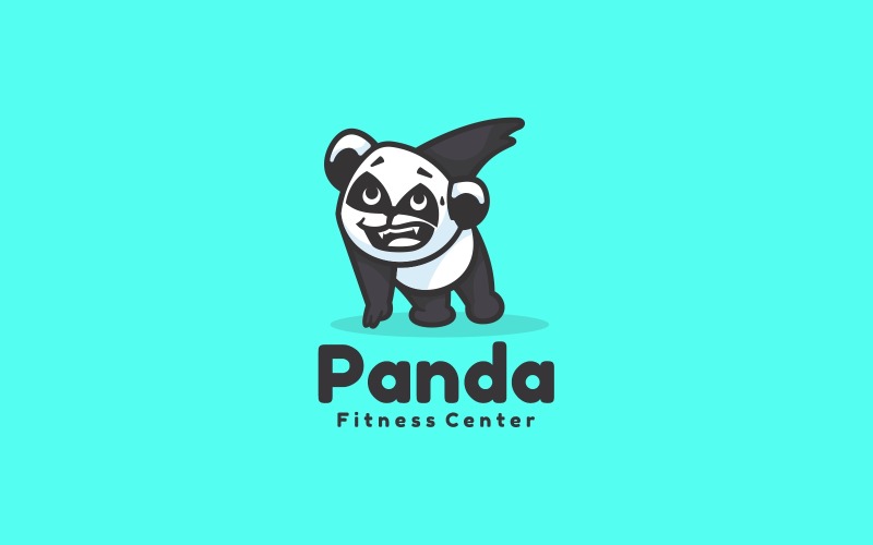Panda Fitness Cartoon Logo Logo Template