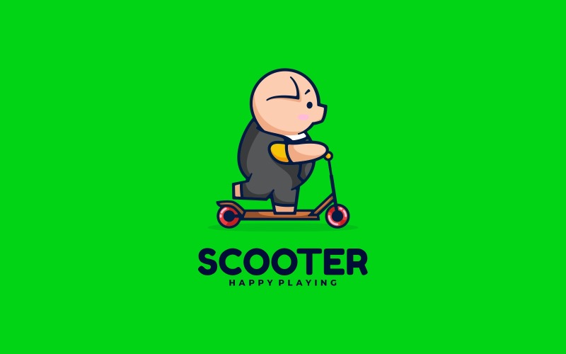 Pig Scooter Cartoon Logo Style Logo Template