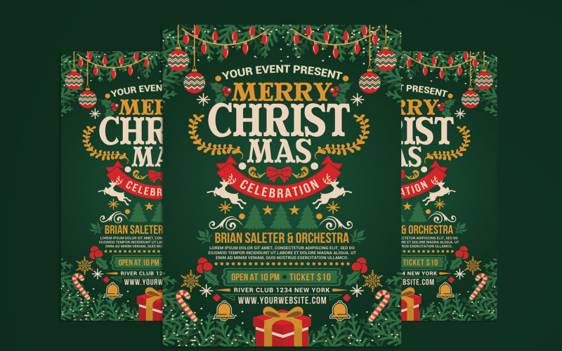 Christmas Party Celebration Flyer Template Corporate Identity