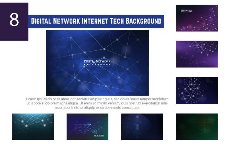 8 Digital Network Internet Tech Background Illustration