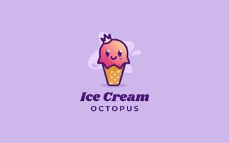 Ice Cream Octopus Simple Logo
