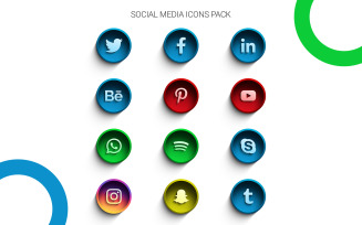 Popular Social Media Icons Pack 3D Button
