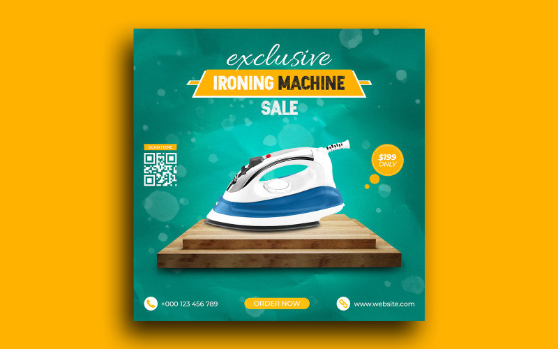 Product promotion and ironing machine sale social media post Instagram post banner template Social Media