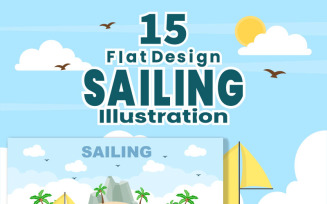 15 Sailing Boat with Sea or Lake View Illustration