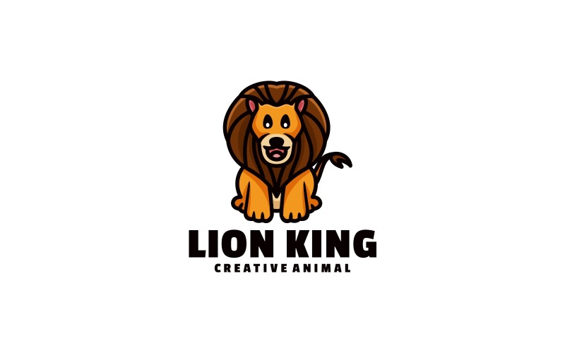 Vector Lion King Simple Mascot Logo Logo Template