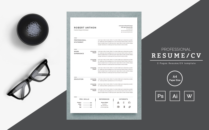 Clean minimalist graphics designer resume Resume Template