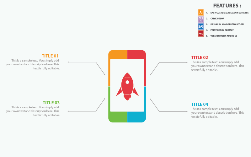 Rocket With Mobile Infographic Template Infographic Element