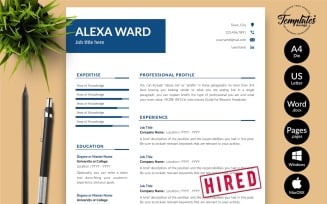 Alexa Ward - Simple CV Resume Template with Cover Letter for Microsoft Word & iWork Pages