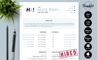 Alice Ross - Creative CV Resume Template with Cover Letter for Microsoft Word & iWork Pages