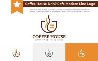 Coffee House Drink Cafe Modern Simple Line Logo