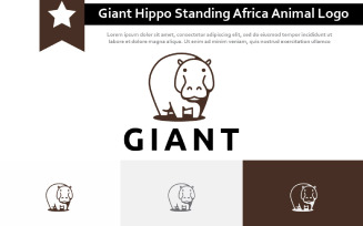 Cute Giant Hippo Standing Africa Animal Zoo Logo