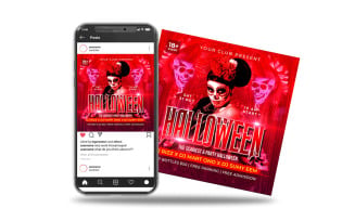 halloween party event flyer square