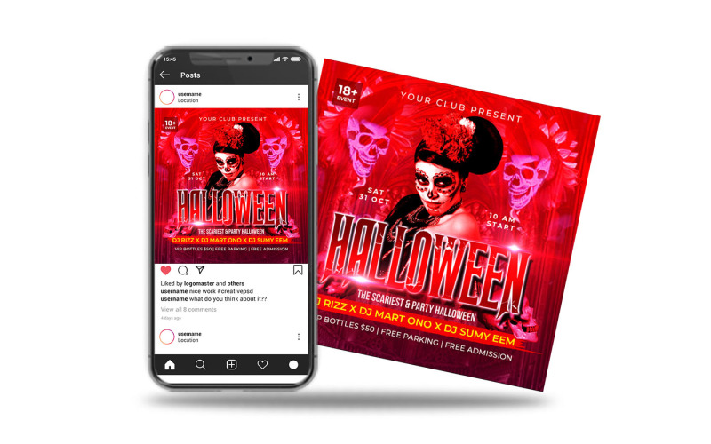 halloween party event flyer square Social Media