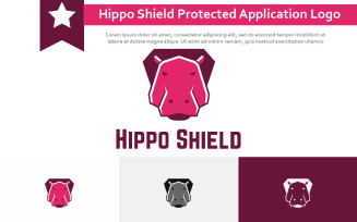 Hippo Shield Strong Protected Animal Game Application Logo