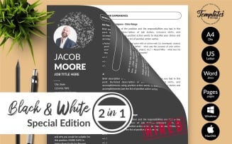Jacob Moore - Creative CV Resume Template with Cover Letter for Microsoft Word & iWork Pages