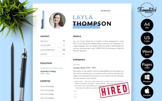 Layla Thompson - Simple Resume Template with Cover Letter for Microsoft Word & iWork Pages