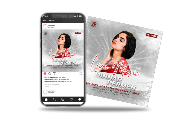 live music event party flyer square Social Media