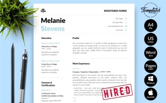 Melanie Stevens - Nurse Resume Template with Cover Letter for Microsoft Word & iWork Pages