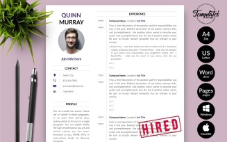 Quinn Murray - Modern CV Resume Template with Cover Letter for Microsoft Word & iWork Pages