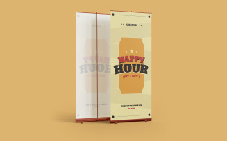 Retro Happy Hour Roll Up Banner