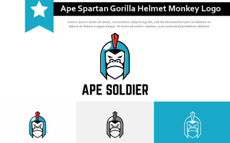 Ape Soldier Spartan Gorilla Helmet Monkey War Game Logo