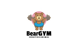 Bear Gym Cartoon Logo Style