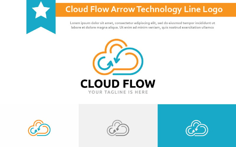 Cloud Flow Arrow Internet Data Technology Line Logo Logo Template