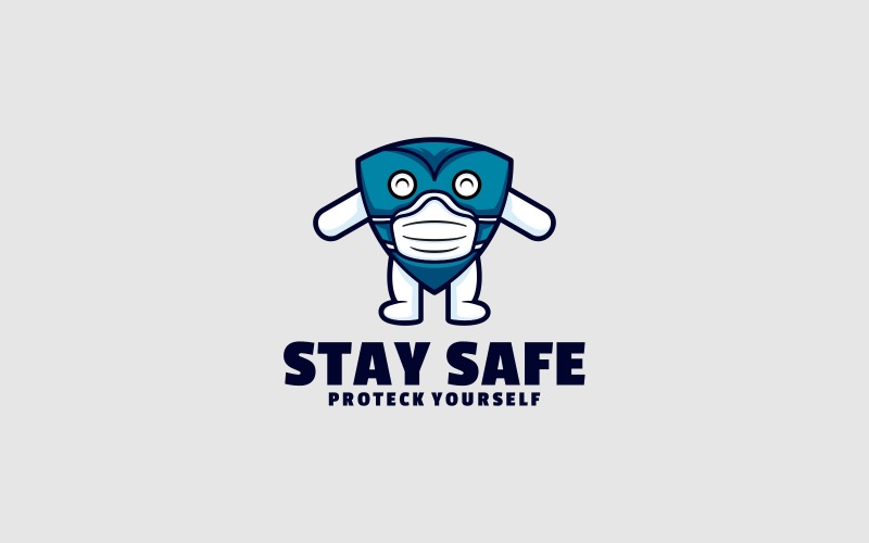 Stay Safe Cartoon Logo Style Logo Template