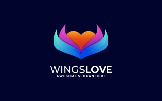 Wings Love Gradient Logo Style