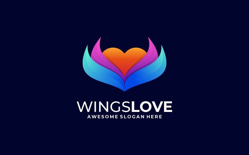 Wings Love Gradient Logo Style Logo Template