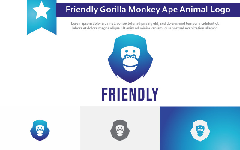 Friendly Gorilla Smilling Monkey Ape Animal Nature Logo Logo Template