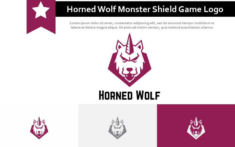 Horned Wolf Wild Monster Shield Esport Game Logo Logo Template