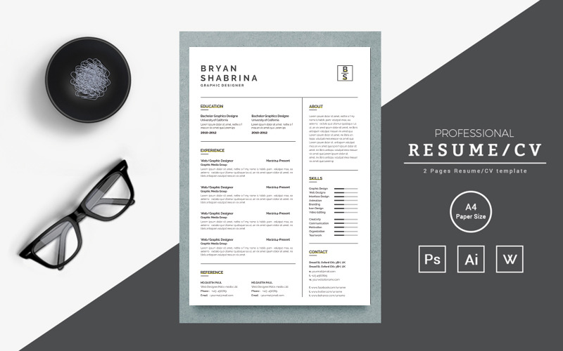 Professional clean word resume Resume Template