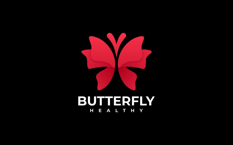 Red Butterfly Gradient Logo Logo Template