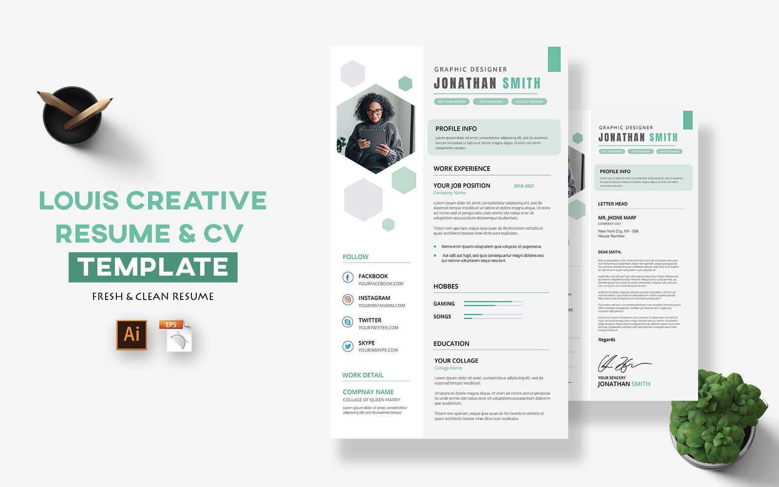 Template #216910 Resume Resume Webdesign Template - Logo template Preview