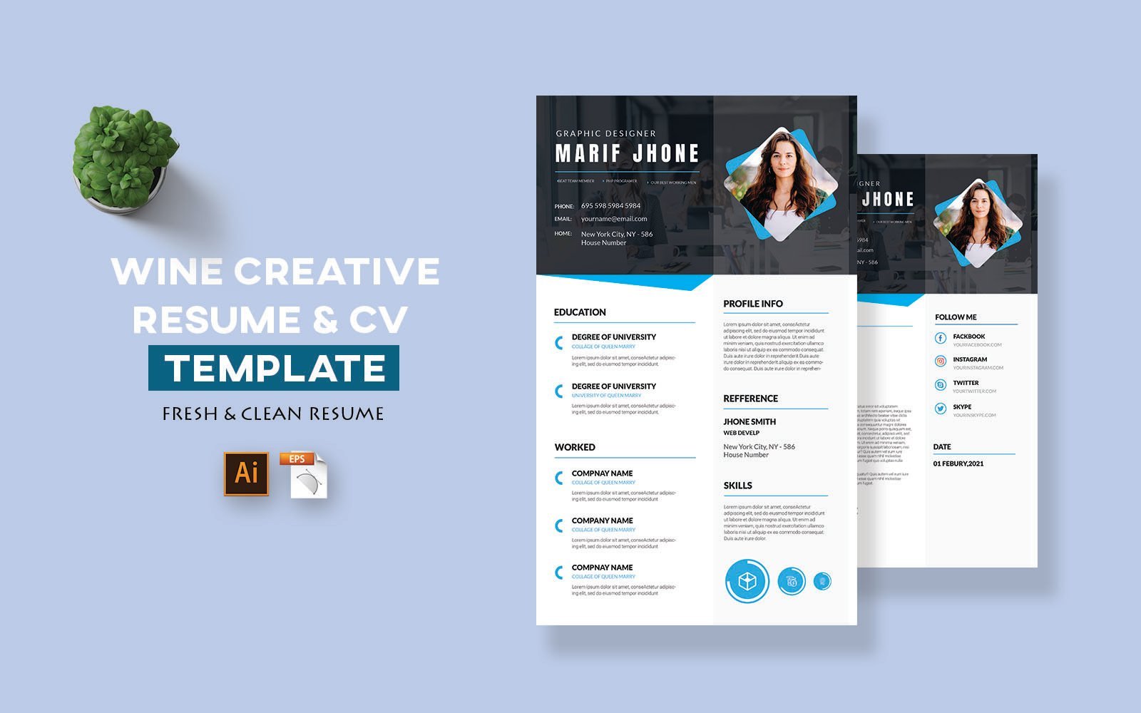 Template #216912 Resume Resume Webdesign Template - Logo template Preview