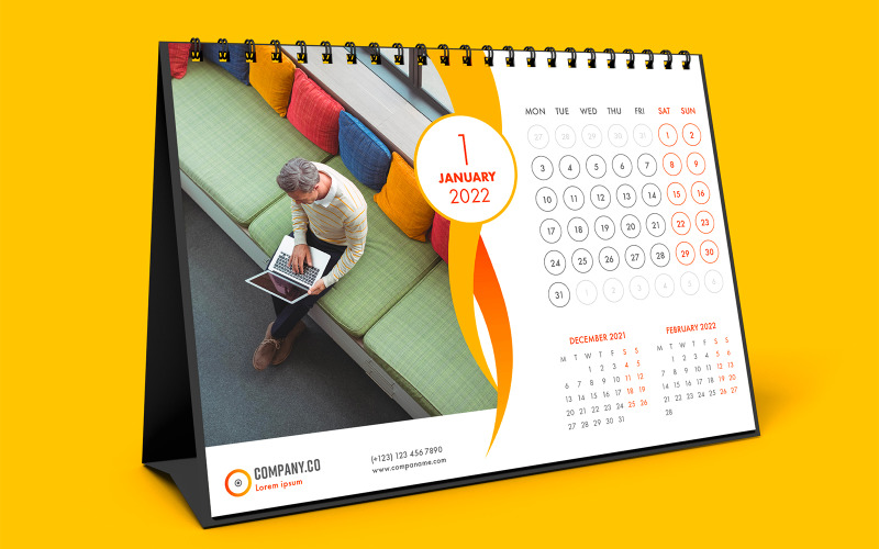Desk Calendar 2022. Ready for Print Planner