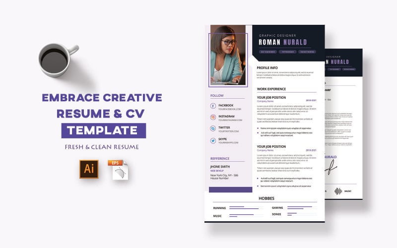 Embrace Creative Resume and CV Template Resume Template