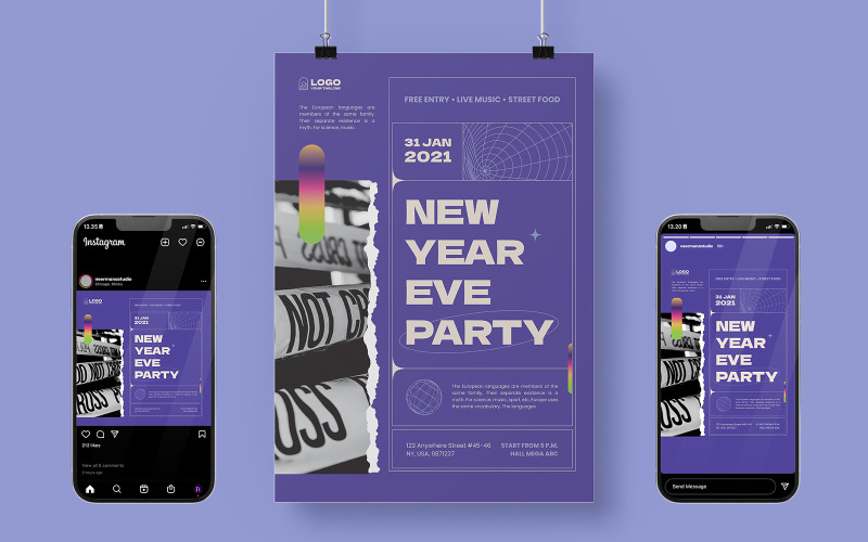 New Year Eve Party Poster Template Corporate Identity