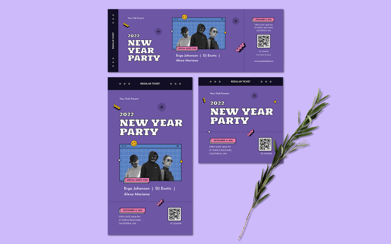 New Year Party E-Ticket Template Corporate Identity