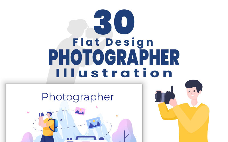 30 Photography Studio with Camera Flat Design Illustration