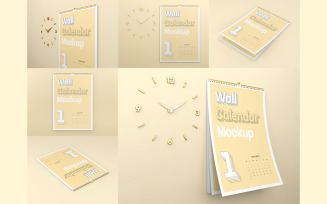 Wall Calendar Mockup Set 6 in 1