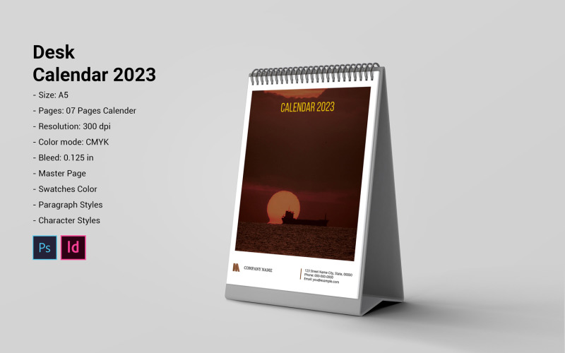 Desk Calendar 2023 Printable Template Planner