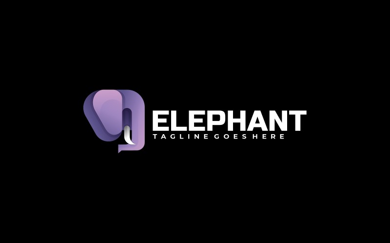 Elephant Head Gradient Logo Logo Template