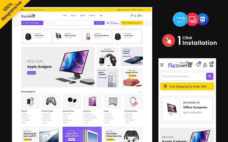Flexcart - Mega Shop Multipurpose Responsive OpenCart Store OpenCart Template