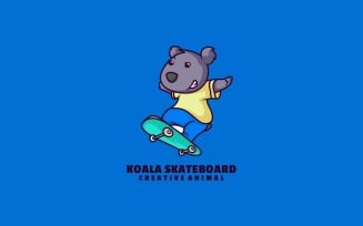 Koala Skateboard Cartoon Logo