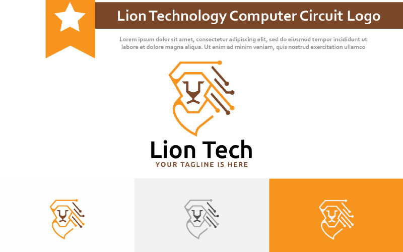 Lion Head Technology Computer Internet Circuit Logo Logo Template