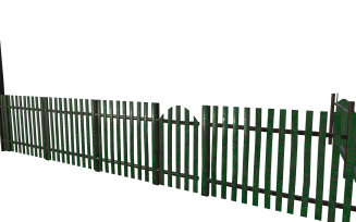 Modular old Soviet Country Green Fence with Peeling Paint Low-poly 3D model